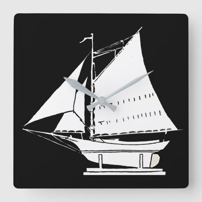 sailboat silhouette square wall clock (Front)
