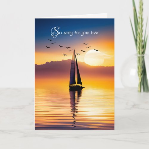 Sailboat Silhoutte At Sunset Sympathy Card