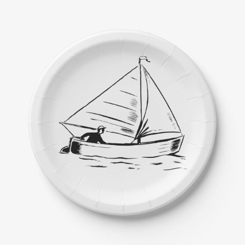 Sailboat Sketch Paper Plates