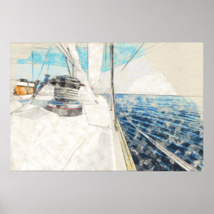 Sailboat Sketch Poster – Nautical Sea Art Print 