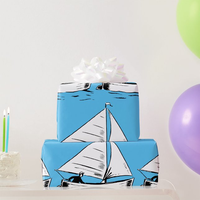 Sailboat Sketch Wrapping Paper (Creator Uploaded)
