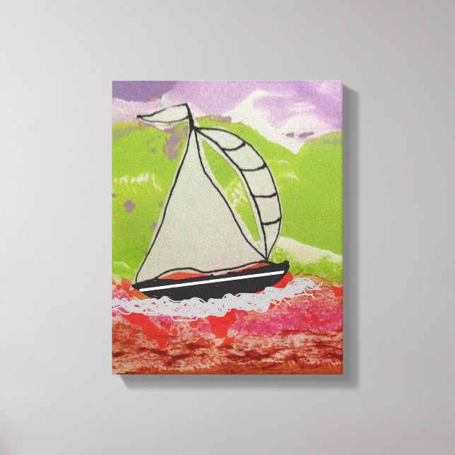 Sailboat Striped Jib Canvas Print (Front)