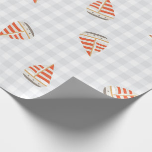 Sailboat summer checker nursery kids children  wrapping paper