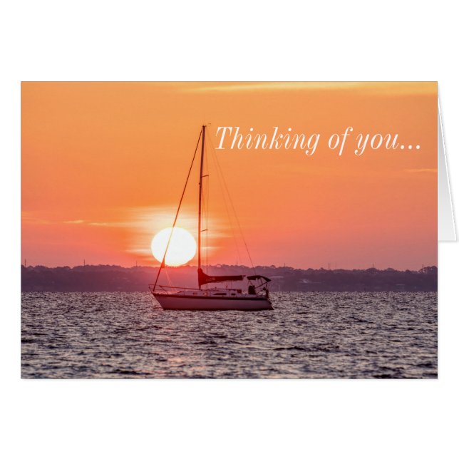 Sailboat Sunrise Thinking of You Card (Front Horizontal)