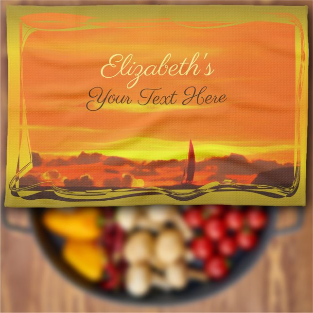 Sailboat Sunset 1300 Kitchen Towel (Creator Uploaded)