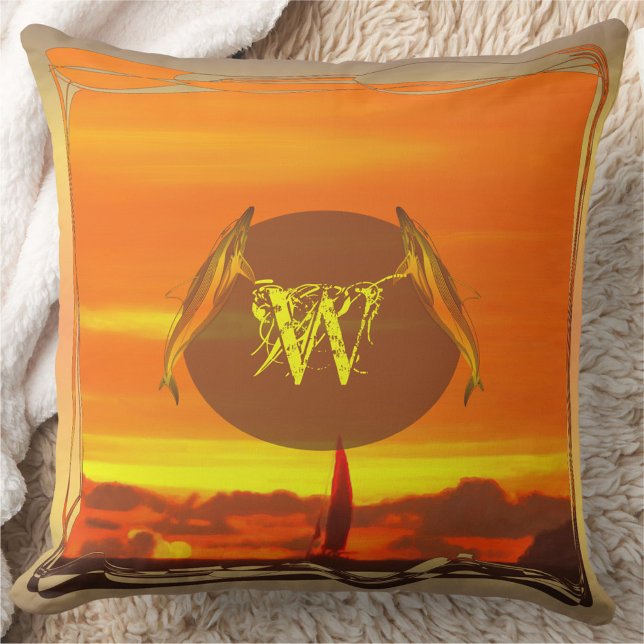 Sailboat Sunset 1300 Throw Pillow (Creator Uploaded)