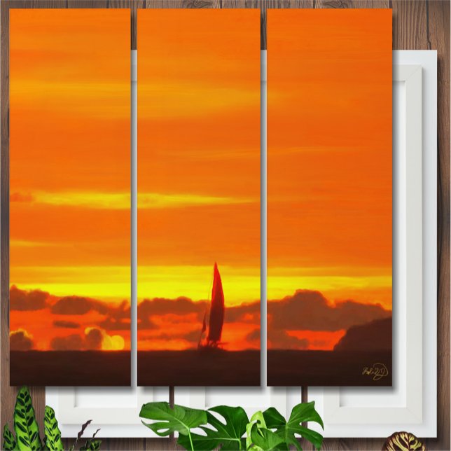 Sailboat Sunset 1300 Triptych (Creator Uploaded)