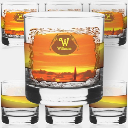 Sailboat Sunset 1300  Whiskey Glass