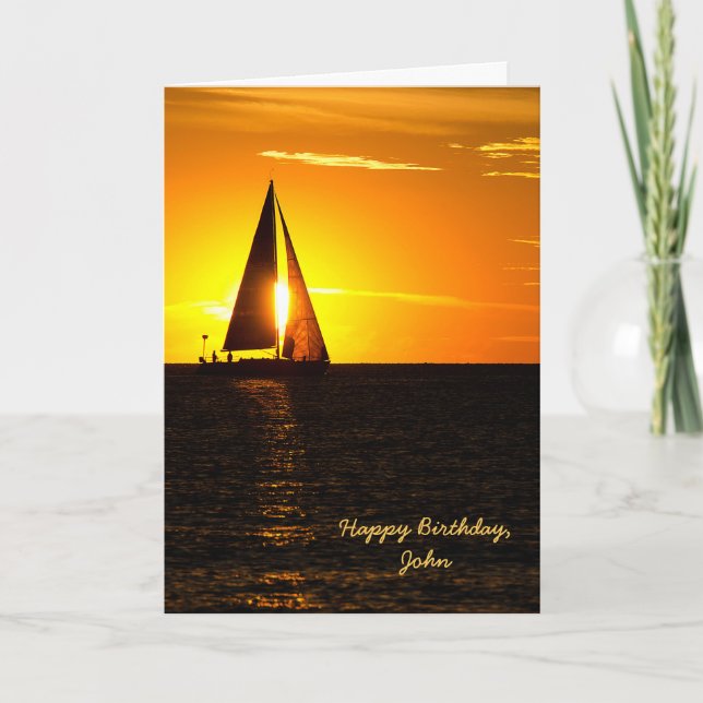 Sailboat Sunset Birthday Card (Front)