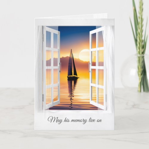 Sailboat Sunset In Window Sympathy Card