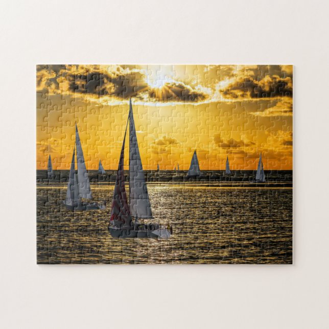 Sailboat sunset jigsaw puzzle (Horizontal)