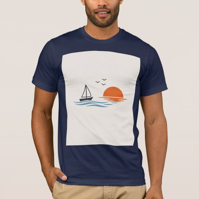 Sailboat Sunset Minimal T-Shirt (Front)