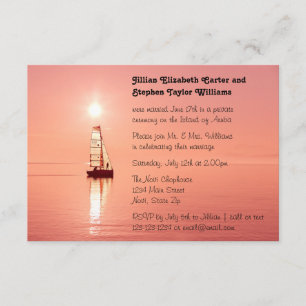 Sailboat Sunset Photo - 3x5 Wedding Announcement