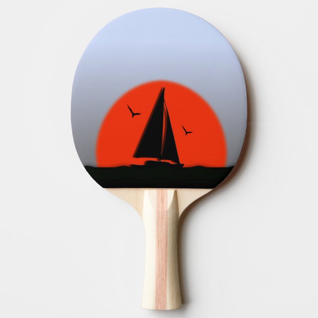 Sailboat Sunset Ping-Pong Paddle (Back)