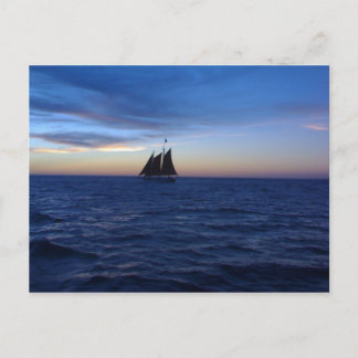 Sailboat sunset postcard