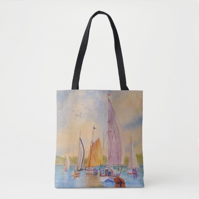 Sailboat Sunset Sailing Tote Bag (Front)