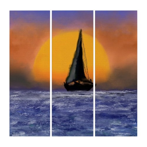 Sailboat Sunset Triptych _ Painting
