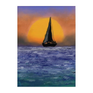 Sailboat Sunset - Watercolor Acrylic Print