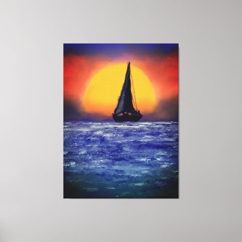 Sailboat Sunset _ Watercolor Art Canvas Print