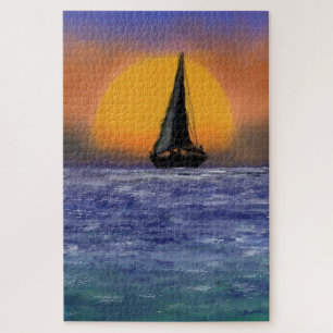 Sailboat Sunset - Watercolor Jigsaw Puzzle
