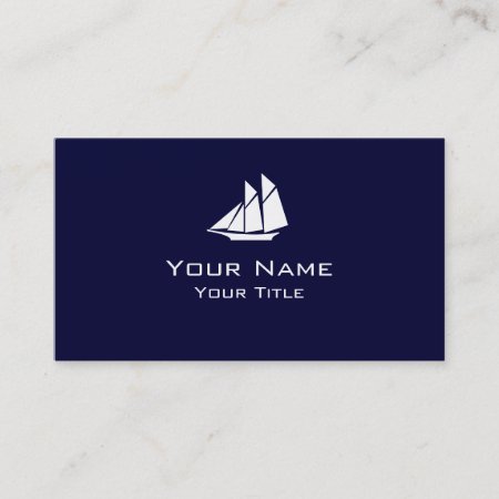 Sailboat Symbol Custom Navy Blue Business Cards