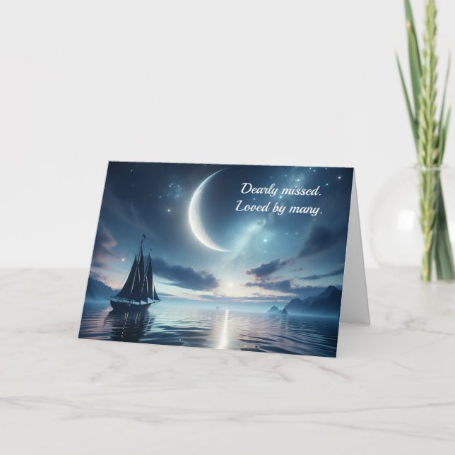 Sailboat Sympathy With Crescent Moon  Card (Front)