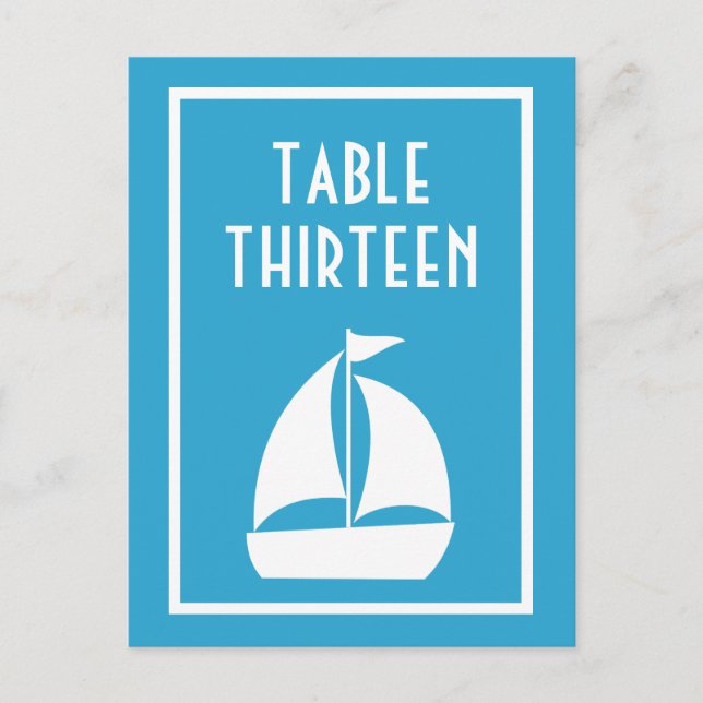Sailboat Table Numbers (Blue / White) (Front)