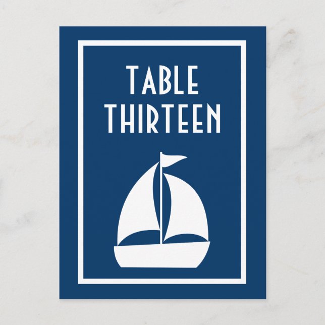 Sailboat Table Numbers (Dark Blue / White) (Front)