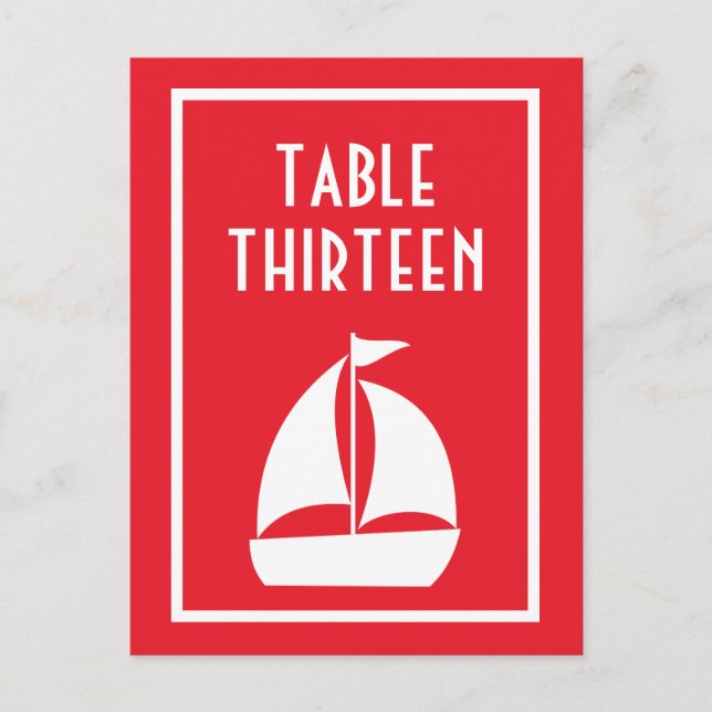 Sailboat Table Numbers (Red / White) (Front)