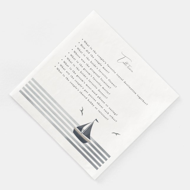 Sailboat table trivia wedding paper dinner napkins (Corner)