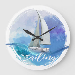 Sailboat text Sailing Acrylic Wall Clock