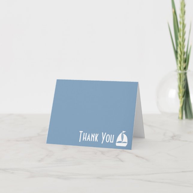Sailboat Thank You Note Cards (Steel Blue Gray) (Front)