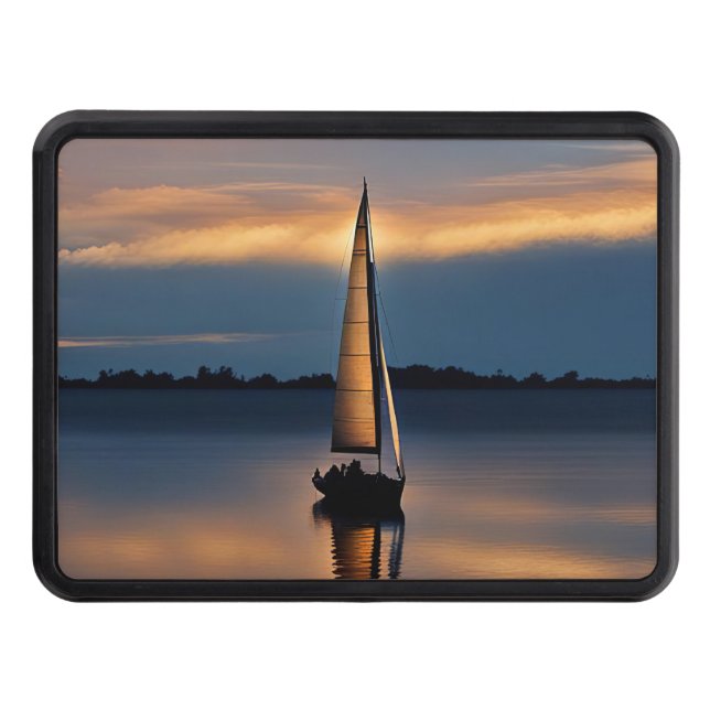 Sailboat Trailer Hitch Cover in the Sunset (Front)