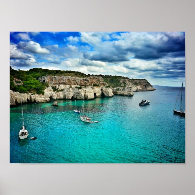 Sailboat Tropical Island Coast Poster (Front)