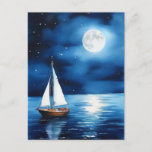 Sailboat Under a Full Moon  Postcard