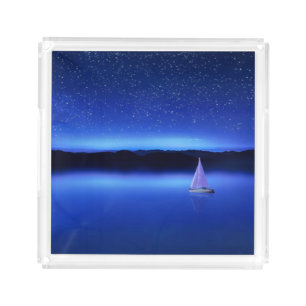 Sailboat under a Starry Night Sky Acrylic Tray