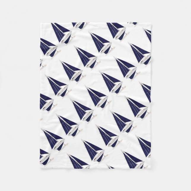 Sailboat Vintage Nautical Boat illustration Fleece Blanket (Front)