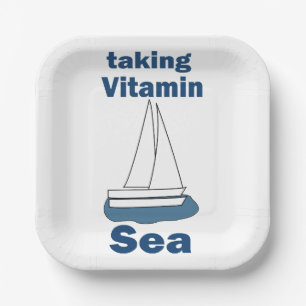 Sailboat Vitamin Sea Funny Nautical Party Paper Plates