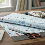 Sailboat, Wave and Whale Pattern ID1228 Fabric