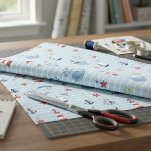 Sailboat, Wave and Whale Pattern ID1228 Fabric