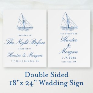 Sailboat Wedding Double Sided Welcome Sign