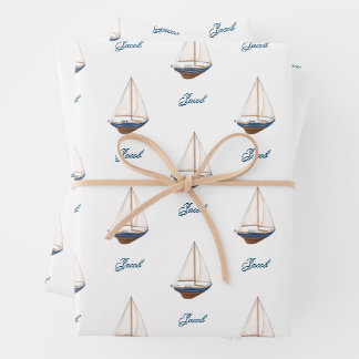 Sailboat Wedding Nautical Birthday Baby Shower Wrapping Paper Sheets