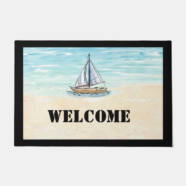 Sailboat Welcome Door Mat (Front)