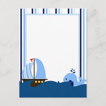 Sailboat & Whale Postcard by CuteLittleTreasures at Zazzle