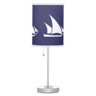 SAILBOAT White on blue Table Lamp