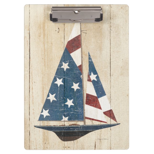 Sailboat With American Flag Clipboard (Front)