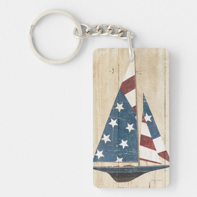 Sailboat With American Flag Keychain (Front)
