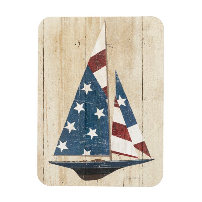Sailboat With American Flag Magnet (Vertical)