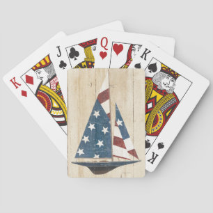 Sailboat With American Flag Poker Cards