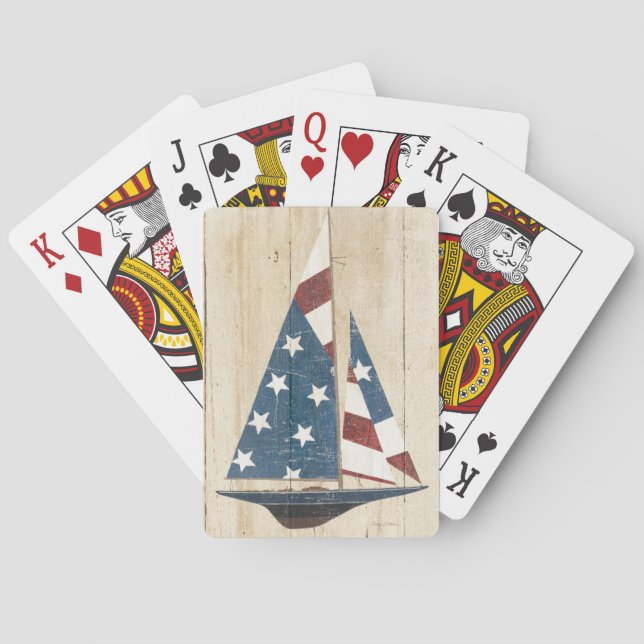 Sailboat With American Flag Poker Cards (Back)